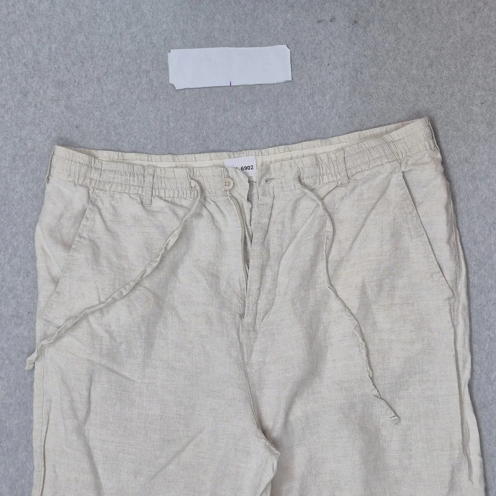 SAFARUI Men Pants Large 190/96B Beige Linen Casual Coastal Beach